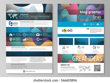 Blog graphic business templates. Page website design template, flat style vector layout. Colorful pattern with overlapping shapes forming abstract beautiful background.