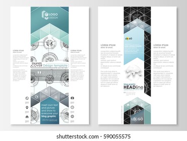 Blog graphic business templates. Page website template, flat layout. High tech design, connecting system. Science and technology concept. Futuristic abstract vector background