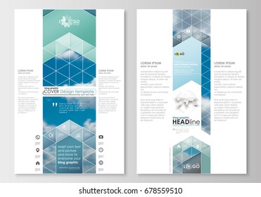 Blog graphic business templates. Page website design template, easy editable abstract blue flat layout, vector illustration.