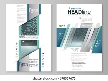 Blog graphic business templates. Page website design template, easy editable abstract vector layout. Technology background in geometric style made from circles.