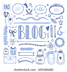 Blog graphic set. Cute hand drawn elements for design