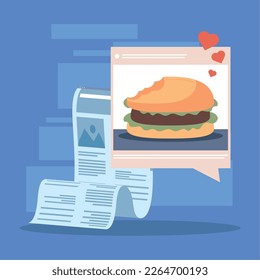 blog with hamburger and document