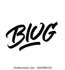 Blog. handwritten modern calligraphy. typography design. Hand written type. Simple vector sign. Vector illustration.