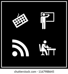 blog icon. 4 blog vector set. rss, computer keyboard and writing icons for web and design about blog theme