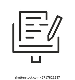 Blog icon, blogger symbol, computer and pen