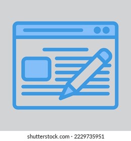 Blog icon in blue style about browser, use for website mobile app presentation