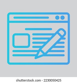 Blog icon in gradient style about browser, use for website mobile app presentation