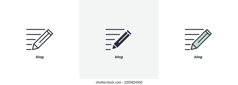 blog icon. Line, solid and filled outline colorful version, outline and filled vector sign. Idea Symbol, logo illustration. Vector graphics