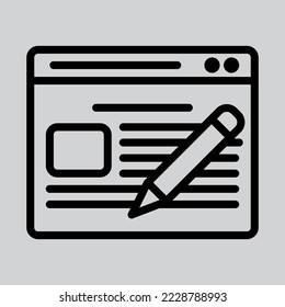 Blog icon in line style about browser, use for website mobile app presentation