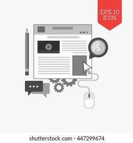 Blog icon.  Managing website concept. Flat design gray color symbol. Modern UI web navigation, sign. Illustration element