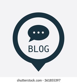 blog icon on white background map pin