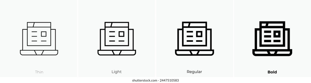 blog icon. Thin, Light Regular And Bold style design isolated on white background