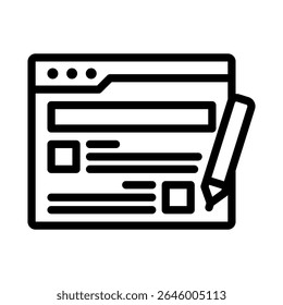 design de vetor de ícone de blog - estilo de contorno de alta qualidade