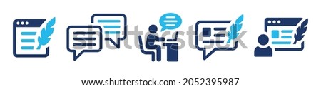 Blog icon vector isolated on white background. Comment, blogging, online content icon.