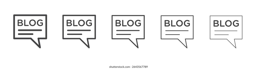 Blog icon vector outline set illustration sign
