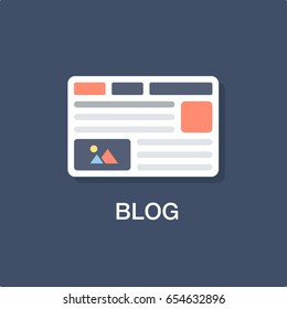 Blog Icon, Web Site Page Template. Blogging Concept. Development And Digital Marketing, Vector Illustration.