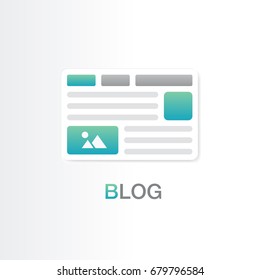 Blog icon, web site page template. Blogging concept. Development and digital marketing, vector illustration.