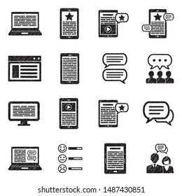 Blog Icons. Black Scribble Design. Vector Illustration.