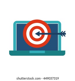 Blog and Internet concept represented by laptop and media icon design. Colorfull and Flat illustration. 