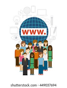 Blog and Internet concept represented by group of cartoons design. Colorfull and Flat illustration. 