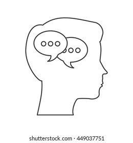 Blog and Internet concept represented by human head and bubble design. Colorfull and Flat illustration. 