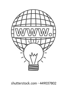 Blog and Internet concept represented by global sphere and bulb design. Colorfull and Flat illustration. 