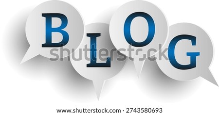 Blog lettering illustration representing blogging media and online publishing