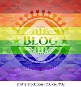 emblema de los colores del blog lgbt. Ilustración vectorial. Mosaico. 