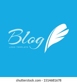 Blog logo concept, Pen logo vector, Feather pen write sign logo