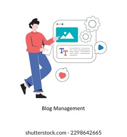 Blog Management flat style design vector illustration. stock illustration