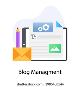A blog management icon in flat concept design