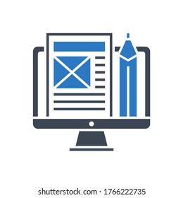 Blog Management Related Vector Glyph Icon. Isolated on White Background. Vector Illustration.