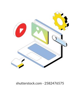 Blog Management vector Gradient isometric Style illustration. Eps 10 File