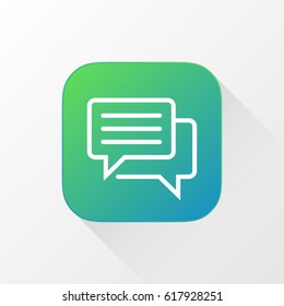Blog, message, speech balloon application for mobile phone. Line flat vector icon, button and website design. Illustration isolated on white background. EPS 10 design, logo, app, infographic.