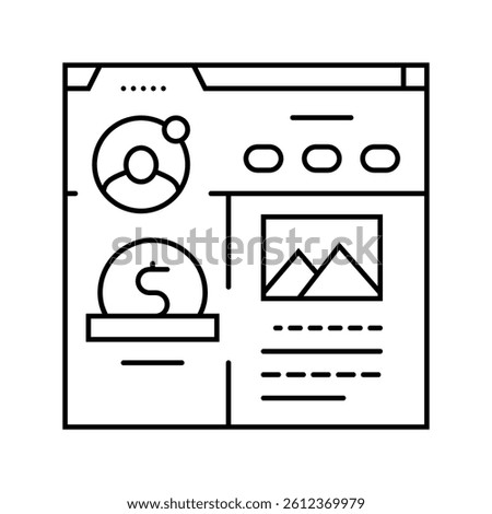 blog monetization line icon vector. blog monetization sign. isolated contour symbol black illustration