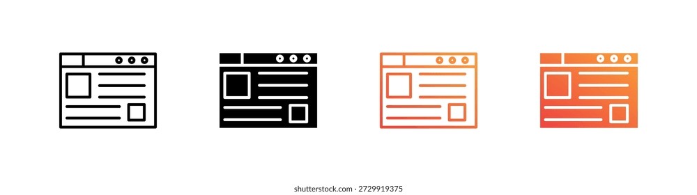 Blog Multiple Style Icon Set Vector