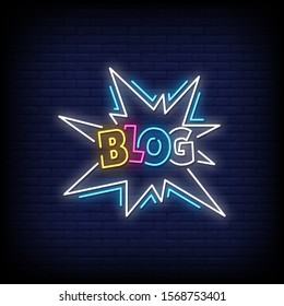 Blog Neon Signs Style Text Vector