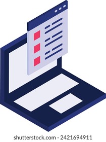 isometrisches Blog-Layout, Erstellung von Vektorgrafik-Flachdesign, Web-Design und -Entwicklung-Symbol, Benutzeroberfläche oder Grafikzeichen, Website-Engineering-Illustration
