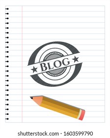 Blog pencil strokes emblem. Vector Illustration. Detailed.