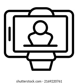 Blog phone icon outline vector. Data profit. Video app