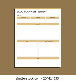 Página del planificador de blogs, lista de contenido