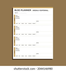 Blog planner, weekly editorial page