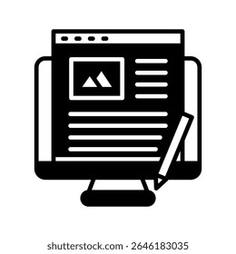 Blog Post dual tone mini illustration glyph icon, use for journalist, broadcasting, news and media UI, UX kit, app and web development, digital or print.