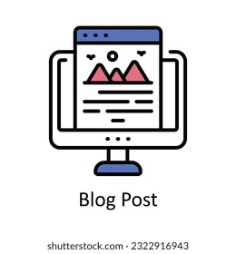 Blog Post Filled Outline Icon Design illustration. Online Steaming Symbol on White background EPS 10 File