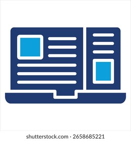 Blog Post Flat Blue Icon Vector Illustration