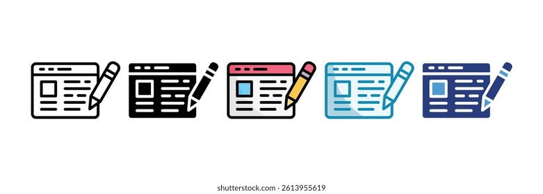 Blog Post Icon Set Multiple Style Collection
