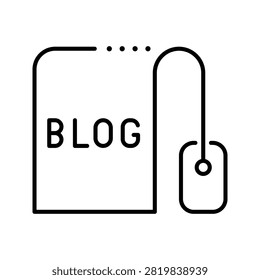 Blog post icon. Technology and blogging line symbol. Black and white.