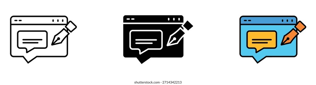Blog Icono de publicación. Vector de creación de contenido en línea. Ilustración vectorial.