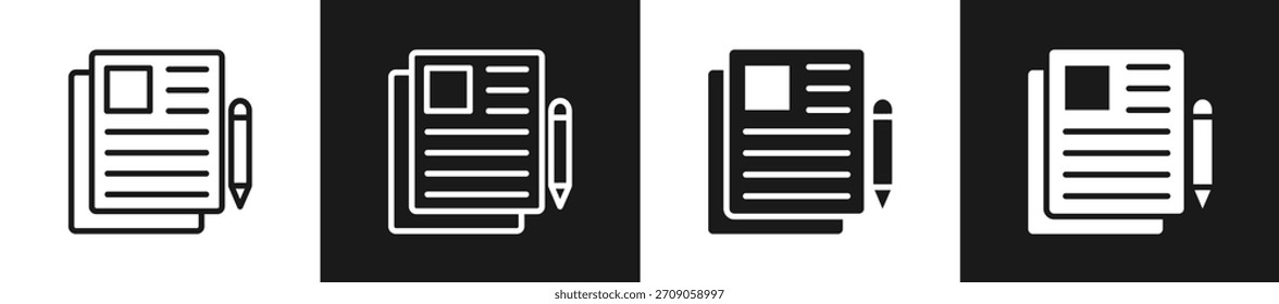 Blog Post Line N Glyph Style In White And Black Background