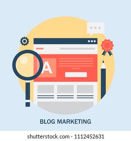 Blog post marketing - Social Sharing - Blog Content - Post writing - flat style vector illustration with icons